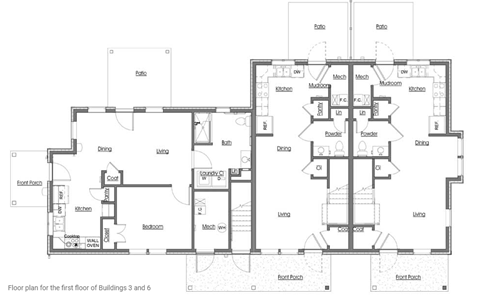 Floor plan for 1 bed, 1 bath